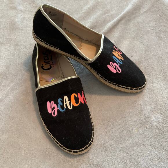 Circus by Sam Edelman Leni BEACH BABE Women's Espadrille Flats Size US 10M Black - Picture 1 of 10